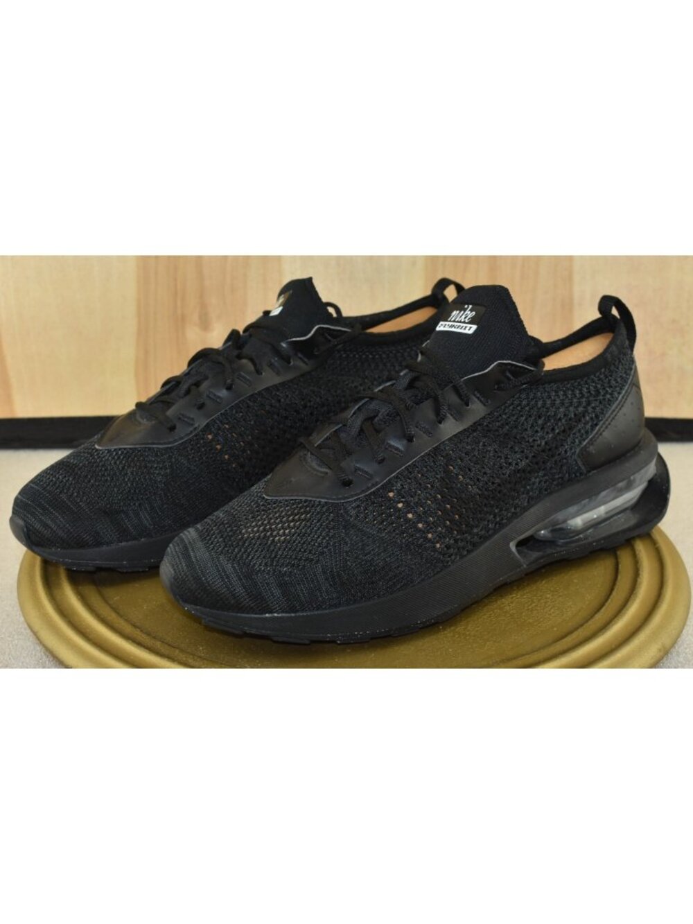 Nike Air Max Flyknit Racer Men Shoes Size 9 Triple Black Running Sneakers